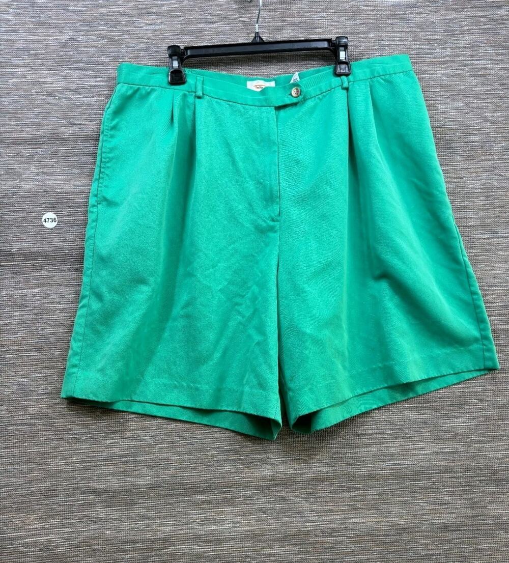 Vintage Talbots High Waisted Trousers Shorts Womens Size 22W Green Hipster